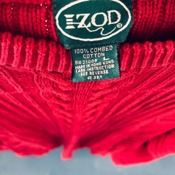 Izod Cable Knit Sweater Maroon 100% Cotton Long Sleeve Crew Neck Men's XL. EUC. - Picture 2 of 6